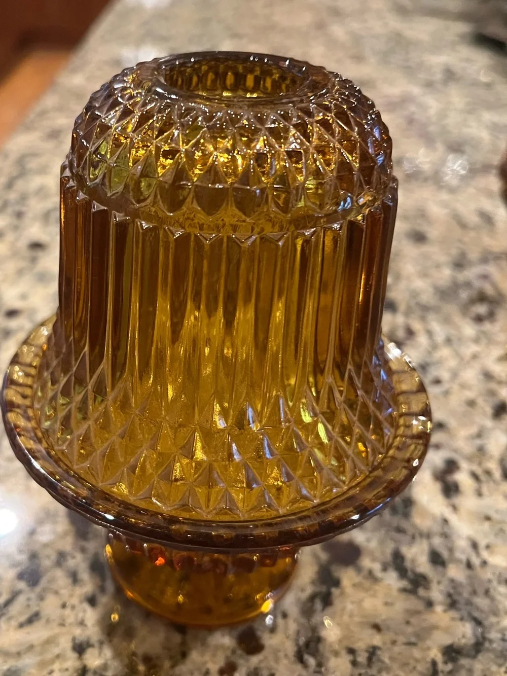 Amber Diamond Point by Indiana Glass  fairy lamp